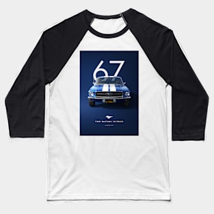 1967 Ford Mustang Fastback Artwork Baseball T-Shirt